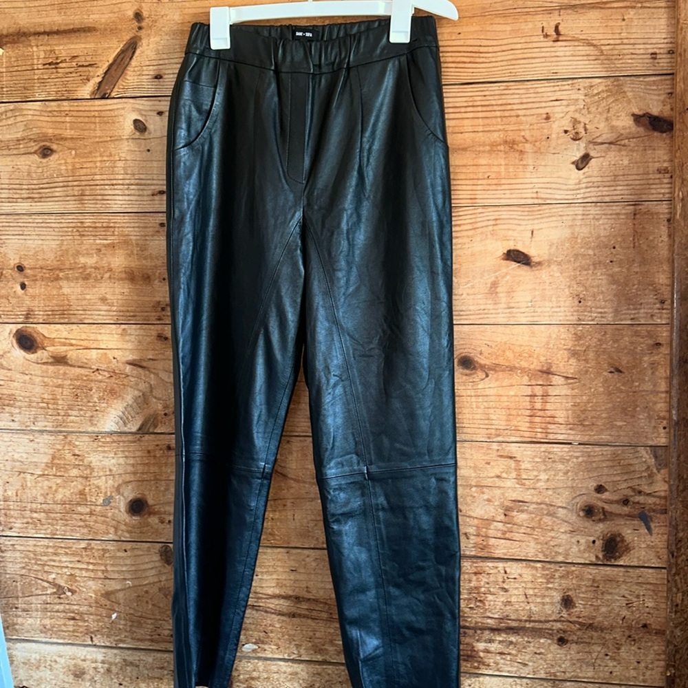 Saint + Sophia Lamb Nappa Leather Straight Leg Pants